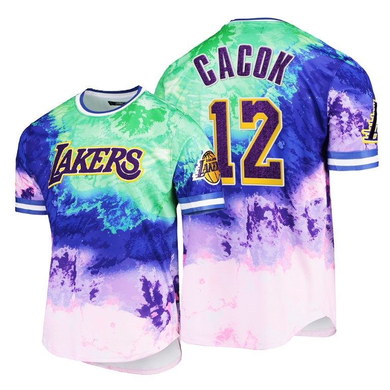Men's Los Angeles Lakers Devontae Cacok #12 NBA Pro Standard Dip-Dye Whole New Game Purple Basketball T-Shirt CRR1383PH